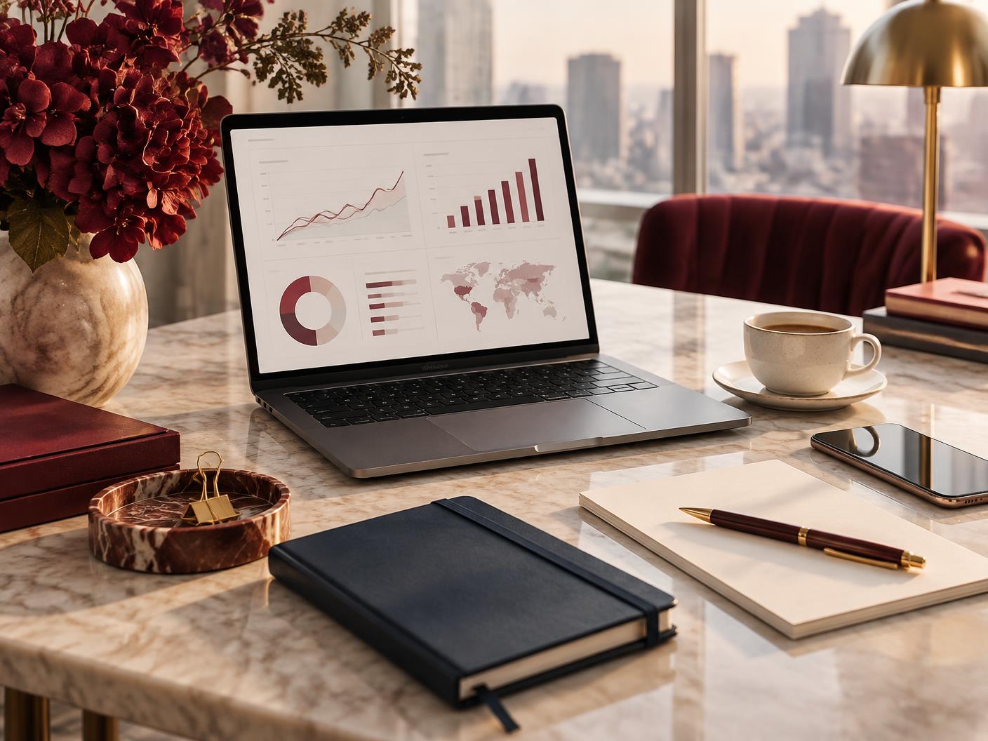 Planeación de marketing digital en un escritorio